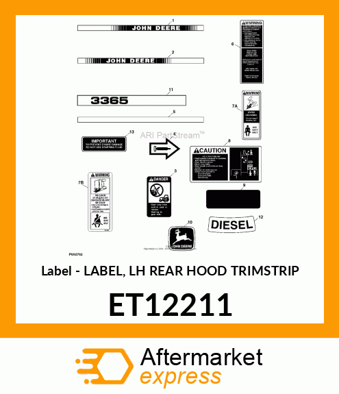 Label Lh Rear Hood Trimstr ET12211