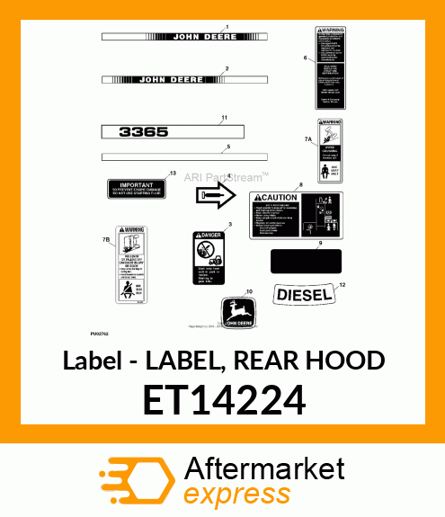 Label Rear Hood ET14224