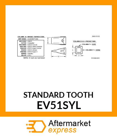 STANDARD TOOTH EV51SYL