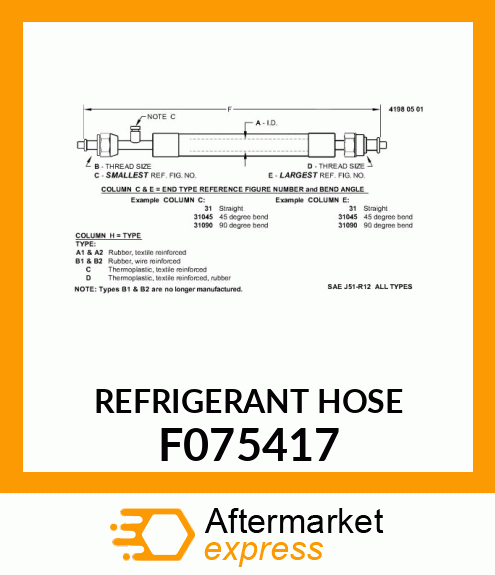 REFRIGERANT HOSE F075417