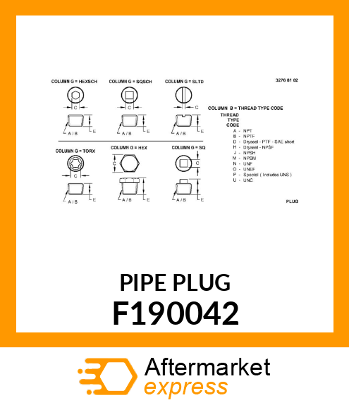 PIPE PLUG F190042