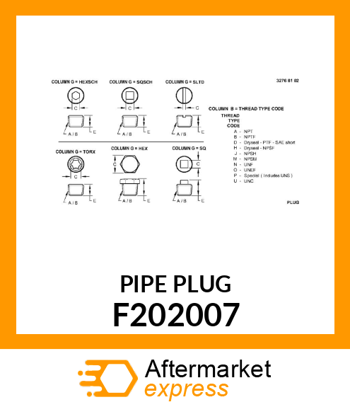 PIPE PLUG F202007