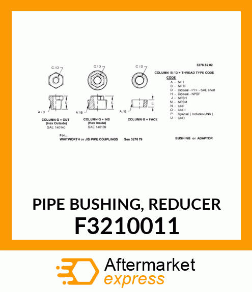 PIPE BUSHING, REDUCER F3210011