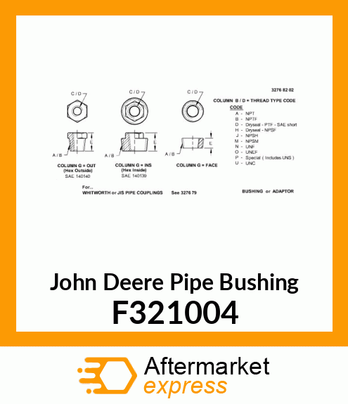 PIPE BUSHING, REDUCER F321004