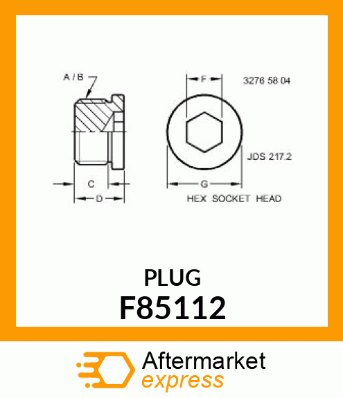 DRAIN PLUG, HEX SOC F85112