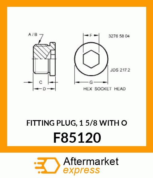 FITTING PLUG, 1 5/8 WITH O F85120