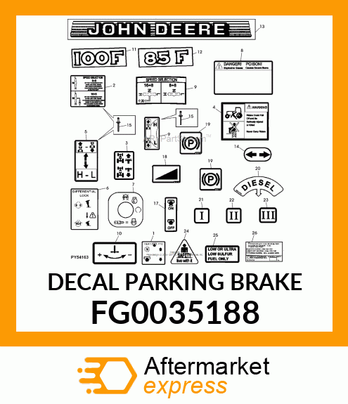 DECAL PARKING BRAKE FG0035188