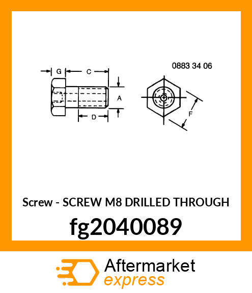 SCREW M8 DRILLED THROUGH fg2040089