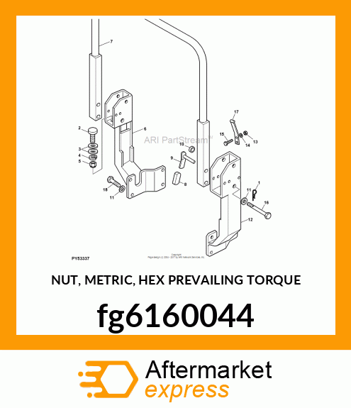 NUT, METRIC, HEX PREVAILING TORQUE fg6160044