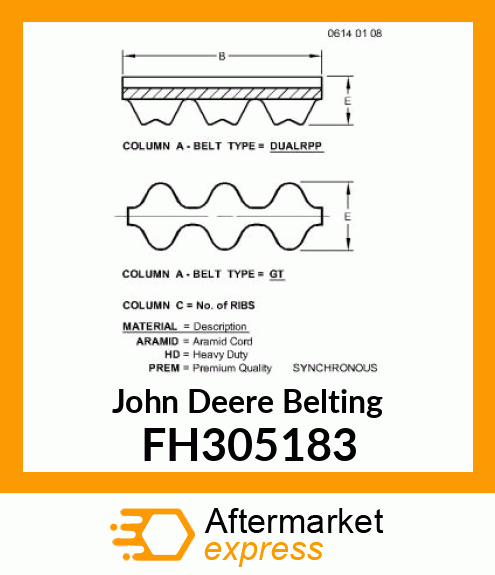 BELTING, TIMED KNIFE DRIVE FH305183