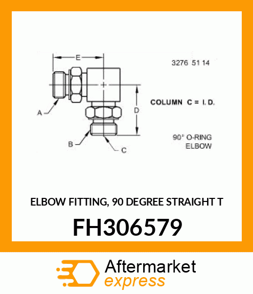 ELBOW FITTING, 90 DEGREE STRAIGHT T FH306579