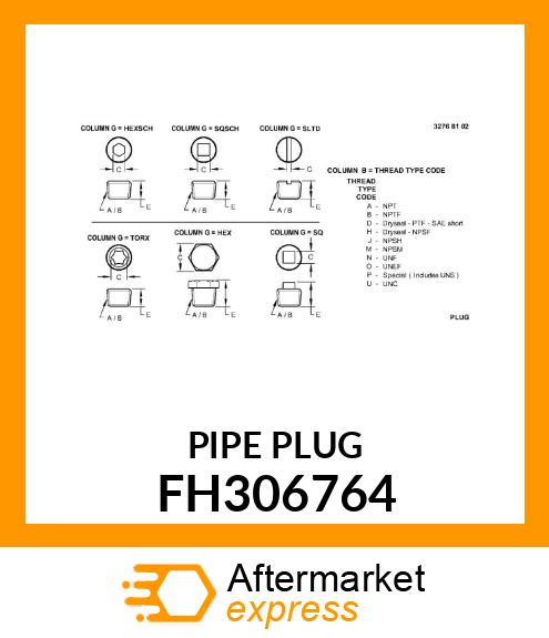 PIPE PLUG FH306764