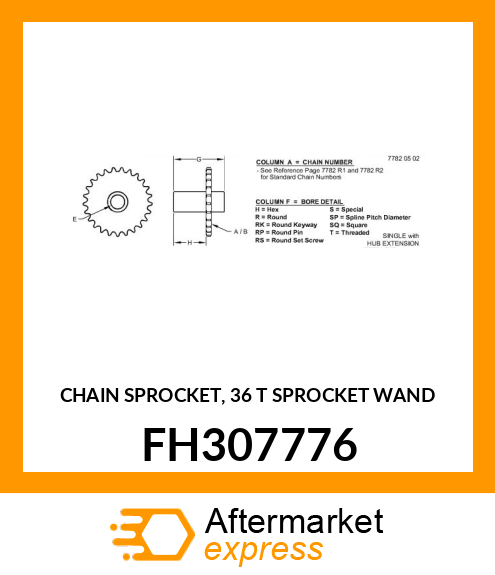 CHAIN SPROCKET, 36 T SPROCKET WAND FH307776