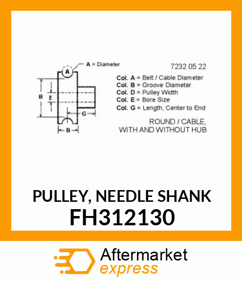 PULLEY, NEEDLE SHANK FH312130