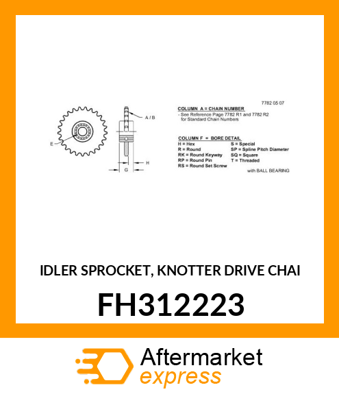 IDLER SPROCKET, KNOTTER DRIVE CHAI FH312223