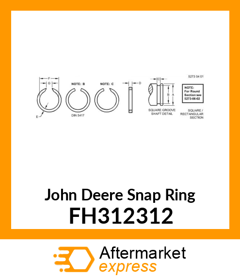 SNAP RING, AUGER DRIVEN SPROCKET RE FH312312