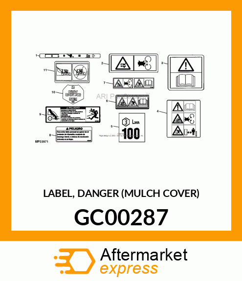 LABEL, DANGER (MULCH COVER) GC00287