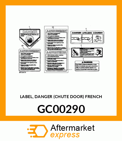 LABEL, DANGER (CHUTE DOOR) FRENCH GC00290