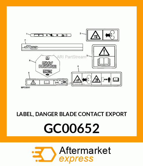 LABEL, DANGER BLADE CONTACT EXPORT GC00652