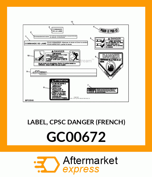 LABEL, CPSC DANGER (FRENCH) GC00672