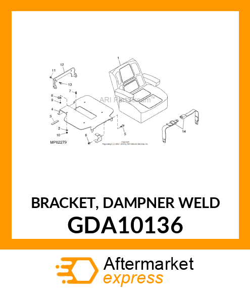 BRACKET, DAMPNER WELD GDA10136