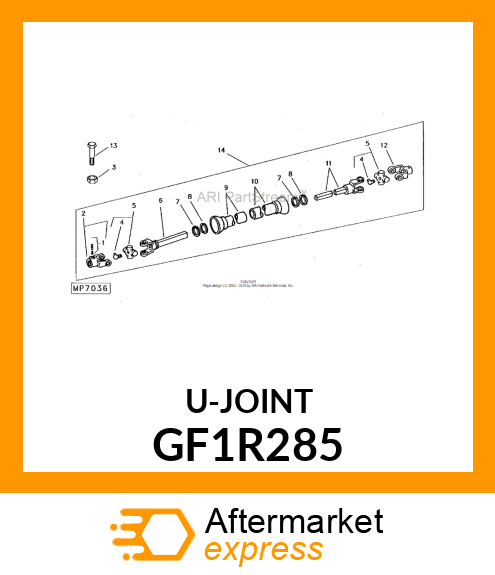 Cross And Bearing Assembly - CENTER CROSSASSEMBLY GF1R285