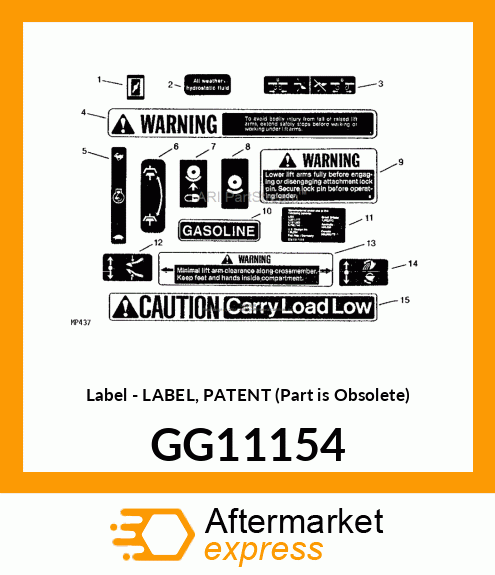 Label - LABEL, PATENT (Part is Obsolete) GG11154