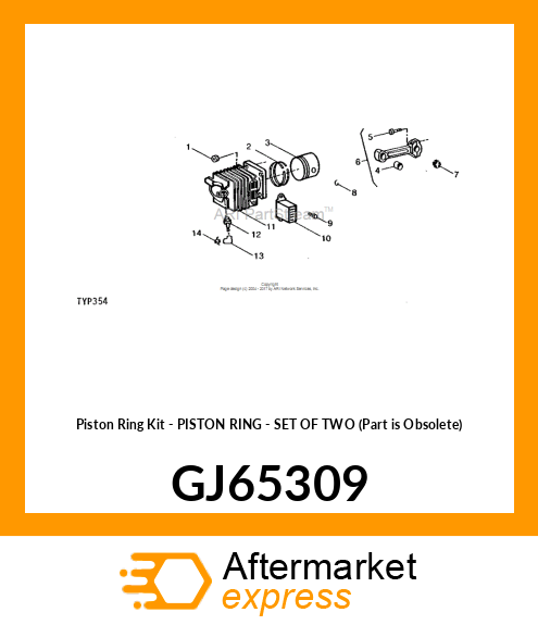 Piston Ring Kit - PISTON RING - SET OF TWO (Part is Obsolete) GJ65309