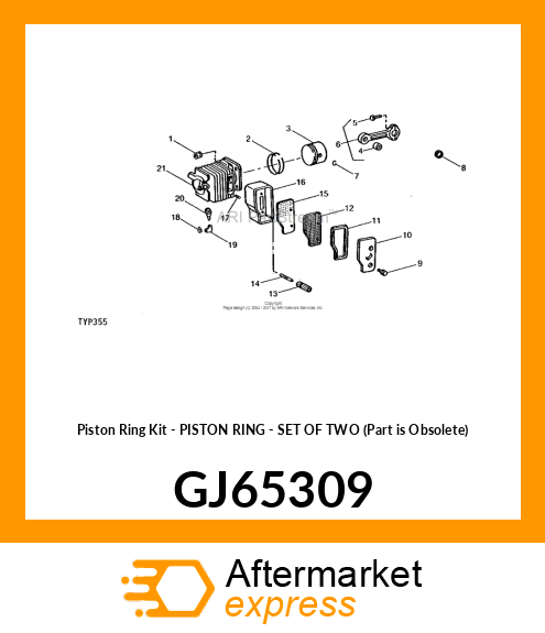 Piston Ring Kit - PISTON RING - SET OF TWO (Part is Obsolete) GJ65309