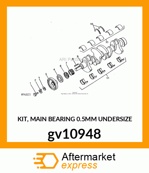 KIT, MAIN BEARING 0.5MM UNDERSIZE gv10948