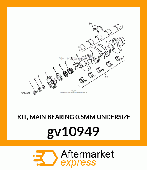 KIT, MAIN BEARING 0.5MM UNDERSIZE gv10949