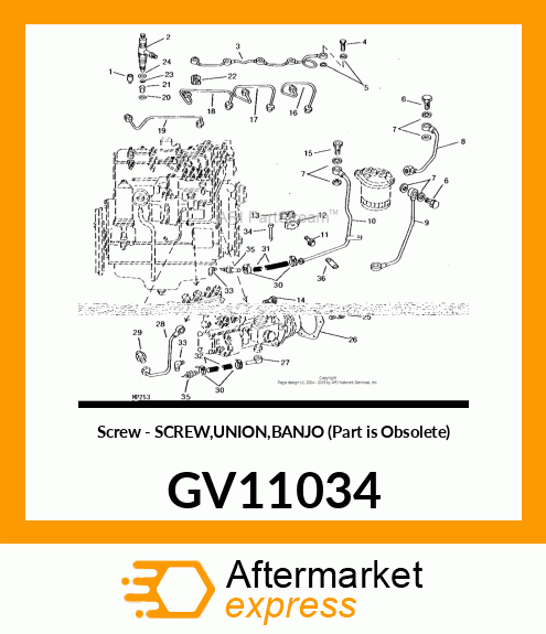 Screw - SCREW,UNION,BANJO (Part is Obsolete) GV11034
