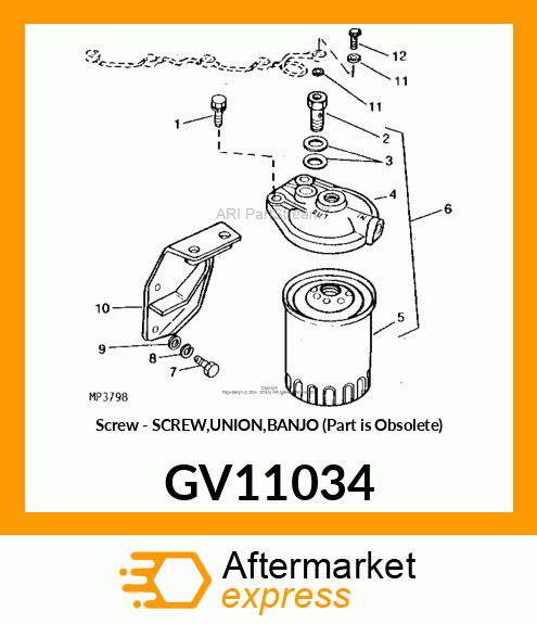 Screw - SCREW,UNION,BANJO (Part is Obsolete) GV11034