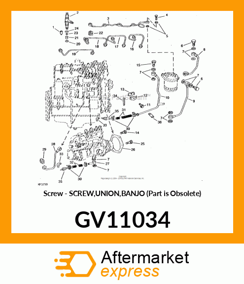 Screw - SCREW,UNION,BANJO (Part is Obsolete) GV11034
