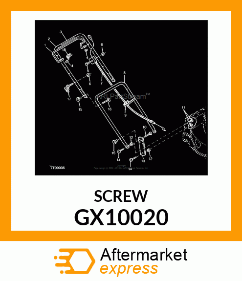 SCREW, SCREW, M6 X 35 OVAL CTSK TOR GX10020