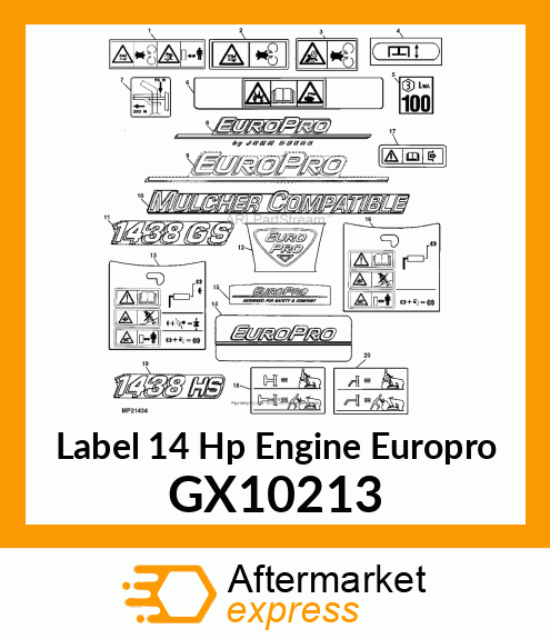 Label 14 Hp Engine Europro GX10213