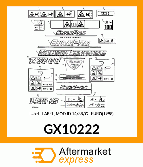 Label Mod Id 14/38/G Euro1 GX10222