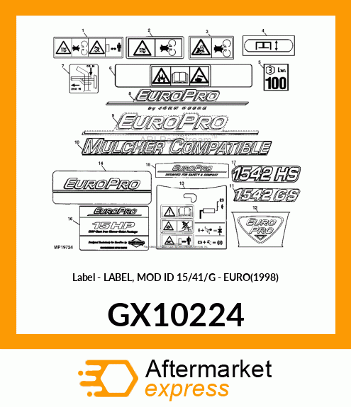 Label Mod Id 15/41/G Euro1 GX10224