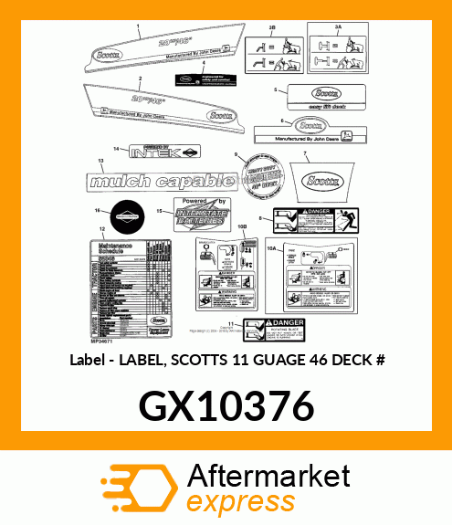 Label Scotts 11 Guage 46" GX10376