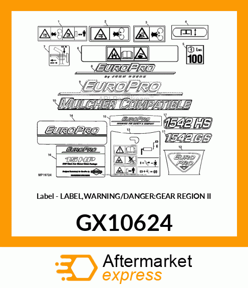 Label Warning/Danger:Gear GX10624