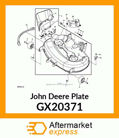 PLATE, DISCHARGE 42" DECK GX20371