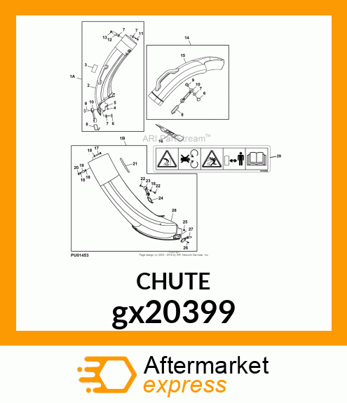 CHUTE, CHUTE, LOWER DISCHARGE ASSY gx20399