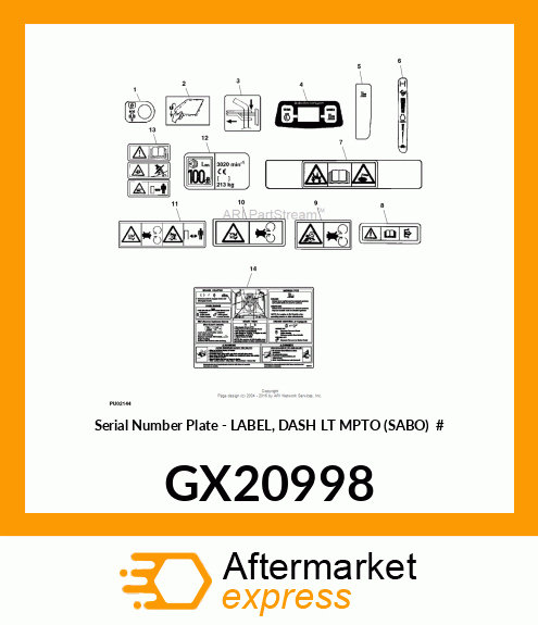 Serial Number Plate GX20998