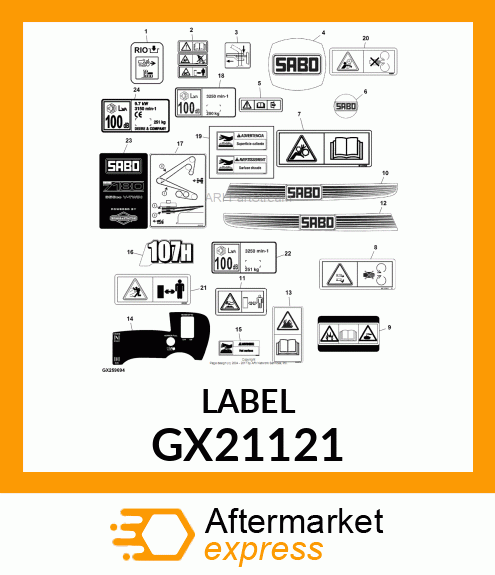 LABEL, HOT SURFACE, HOMOLOGATION NO GX21121