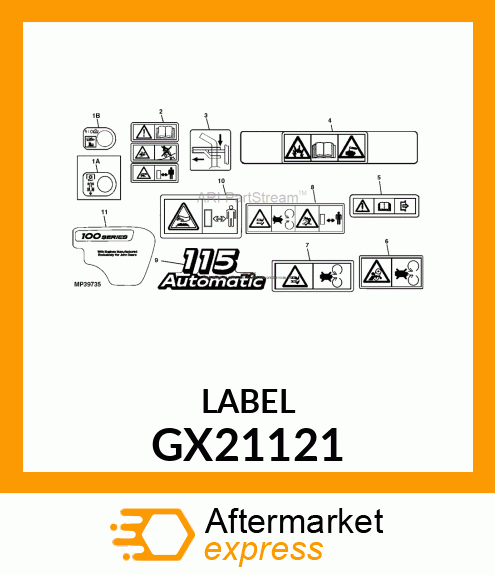 LABEL, HOT SURFACE, HOMOLOGATION NO GX21121