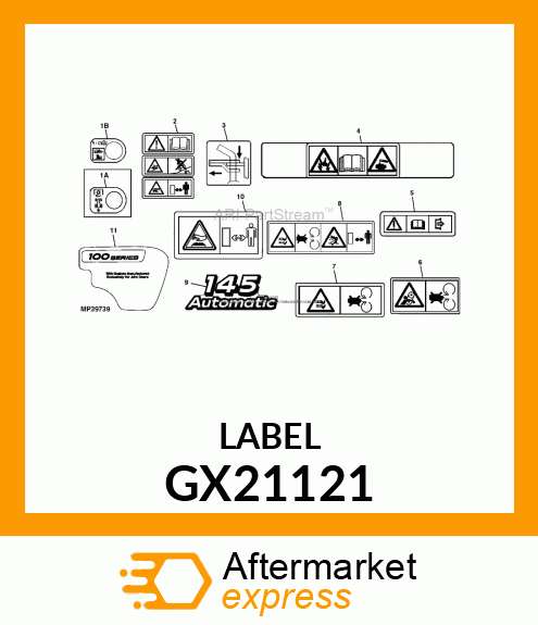 LABEL, HOT SURFACE, HOMOLOGATION NO GX21121