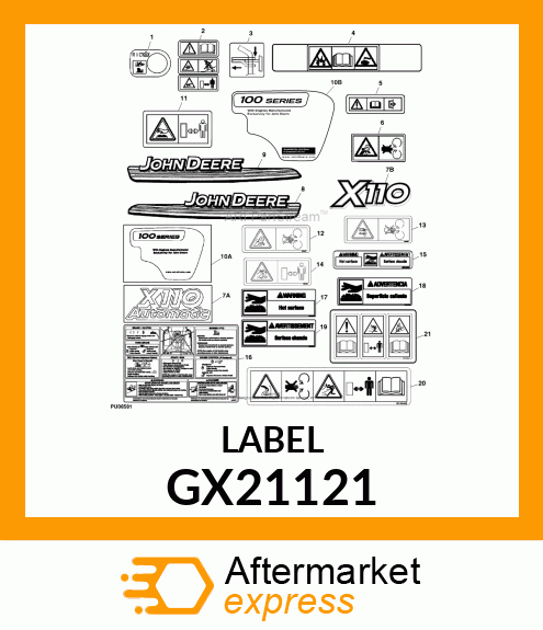 LABEL, HOT SURFACE, HOMOLOGATION NO GX21121