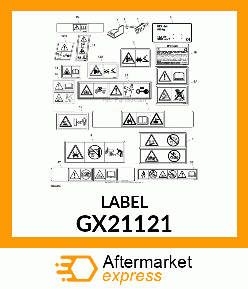 LABEL, HOT SURFACE, HOMOLOGATION NO GX21121