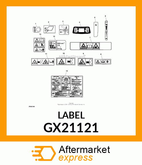 LABEL, HOT SURFACE, HOMOLOGATION NO GX21121