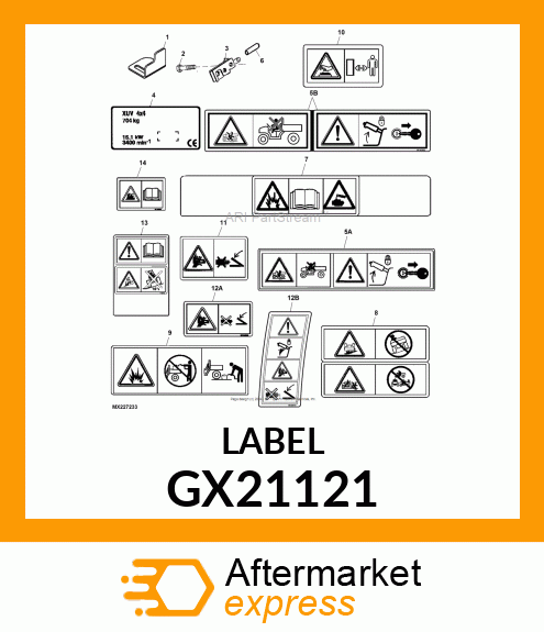 LABEL, HOT SURFACE, HOMOLOGATION NO GX21121